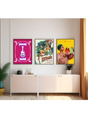 Modern Tarz Mdf Plastik Çerçeveli 3'lu Dekoratif Tablo 167