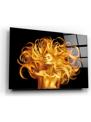 Marsilyan Altın Saçlar Cam Tablo | Hediyelik, Dekoratif, Ofis, Mutfak