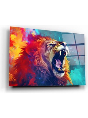 Marsilyan Aslan Cam Tablo | Hediyelik, Dekoratif, Ofis, Mutfak