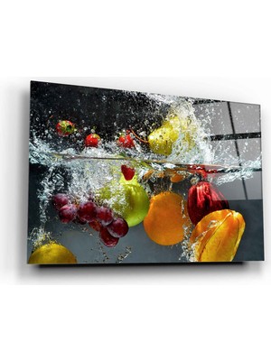 Marsilyan Meyve ve Sebzeler Cam Tablo | Hediyelik, Dekoratif, Ofis, Mutfak