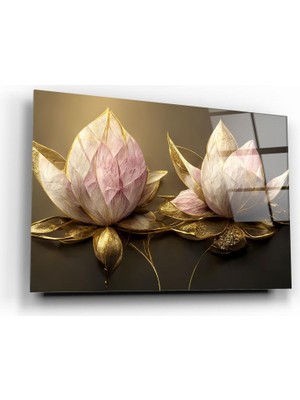 Marsilyan Lotus Çiçek Cam Tablo | Hediyelik, Dekoratif, Ofis, Mutfak