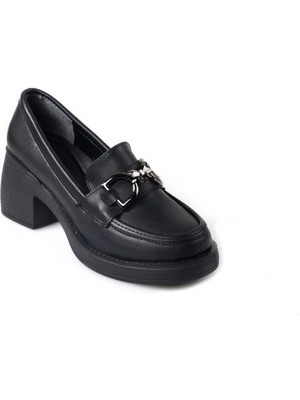Papuçccity Fendii 03038 Kadın Günlük Topuklu Loafer Ayakkabı