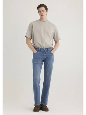 Mavi Erkek Jean Pantolon Dar Paça Günlük Stil 31 / 32 Beden Desenli Model