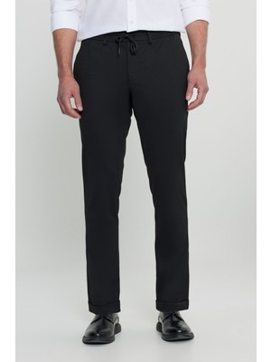 Slim Fit Dar Kesim Beli Bağlamalı Yan Cep Esnek Casual Pantolon