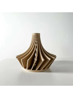 Spiral ve Çizgisel Tasarımlı Geometrik Modern Kahverengi Vazo