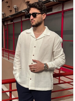 İnpool Apaş Yaka, Müslin Bezi, Yazlık&baharlık, Nefes Alan, 100% Pamuk, Oversize Gömlek G11