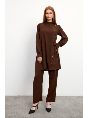 Eliza Tunik Pantolon Takım - Kahve