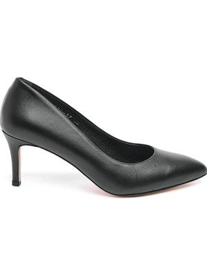 Derinet Hakiki Deri Kalın Topuk Kadın Stiletto