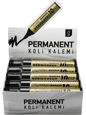 Metapin Permanent Markör Kesik Uçlu Koli Kalemi 10 mm Siyah 10 Adet