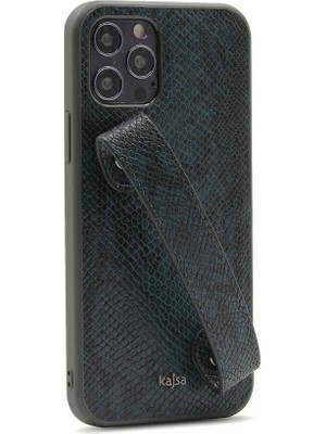 Teleplus iPhone 12 Pro Max Kılıf Kajsa Glamorous Yılan Derisi Desenli Handstrap Kapak