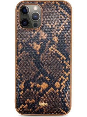 Teleplus iPhone 12 Pro Kılıf Kajsa Glamorous Serisi Yılan Derisi Desenli Kapak