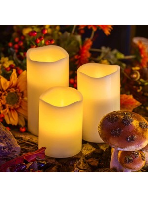 Warm Light LED Remote Control Electronic Candle Kumandalı Gün Işığı Işıklı Mum 3lü Set Işıklı Mum