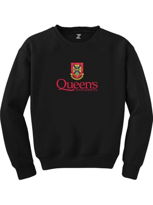 Queen's University Logo Siyah Sweatshirt