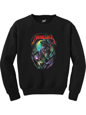 Metallica Rainbow Skull Time Siyah Sweatshirt