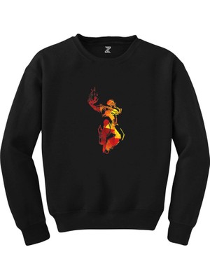 Red Basketball Silhouette Siyah Sweatshirt