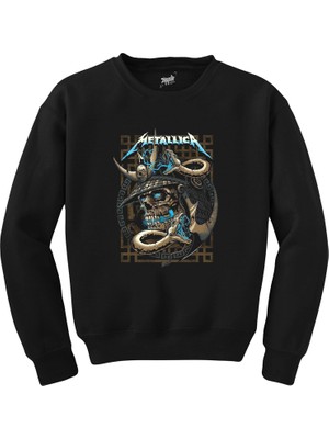 Metallica Kurukafa Yılan Siyah Sweatshirt