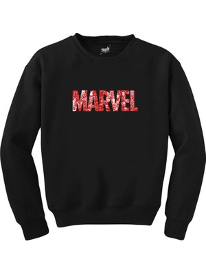 Marvel Heroes In Post 3 Siyah Sweatshirt