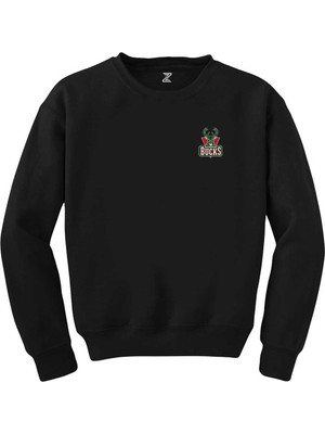 Milwauke Bucks Green Logo Siyah Sweatshirt