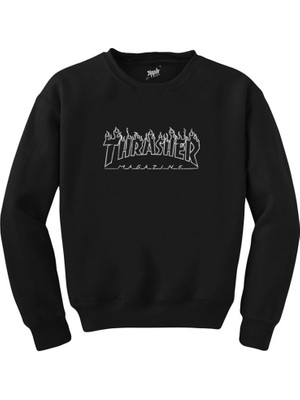Thrasher White Siyah Sweatshirt