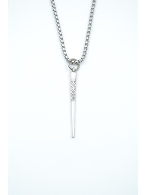 Bu Farklı Etknik Desenli Çubuk, Örme Zincir Kolye - Gümüş Kaplama - Erkek Kadın Kolye - NO:1329