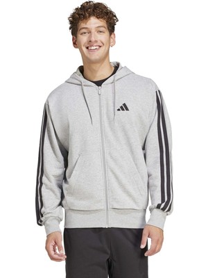 Adidas M 3s Ft Fz Hd Gri Erkek Fermuarlı Sweatshirt