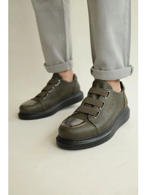 Shoecide SHO251 3 Bantlı Ayna Burun Rahat Taban Cst Mirror Erkek Ayakkabı Hakı