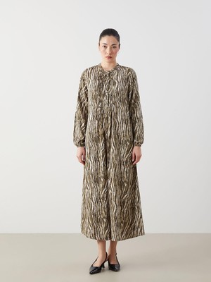 Lcwaıkıkı Classic  Bisiklet Yaka Desenli A Kesim Kadın Elbise