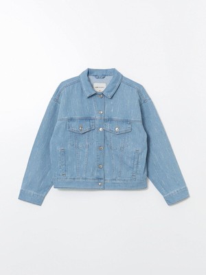 Lcw Modest  Gömlek Yaka Taşlı Kadın Jean Ceket