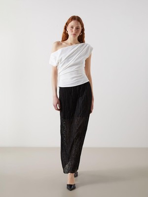 Lcw Vision  Beli Lastikli Desenli Kadın Pileli Etek