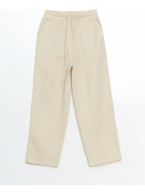 Xsıde  Beli Lastikli Düz Müslin Kadın Pantolon