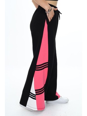 Kız Çocuk  %100 Pamuk Garnili Oversize Geniş Paça Eşofman ALTI-EŞF-0003