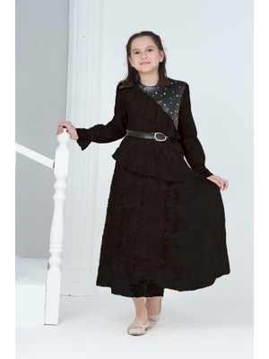 Pantulux Çocuk Astarlı Uzun Güpür Desenli ELBISE-ELB-0016