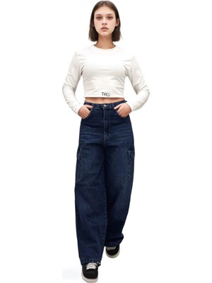 Asortix Kız Çocuk Pamuk Baggy Fit Geniş Paça Kargo Kot PANTOLON-PNT-0051