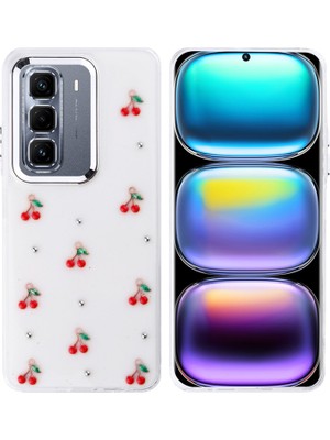 Techno Guru Infinix Hot 50 Pro Plus 4g Kılıf Simli Kamera Çerçveli ve Mini Figür Desenli Ultra Koruma Sağlayan Kutup Sert Silikon Kapak
