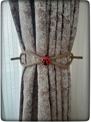 Ozcmax 6 Adet Braçol Kanat Perde Tokası Tül Perde Tutucu Perde Süs Uğur Böceği ile Uğur Gelsin