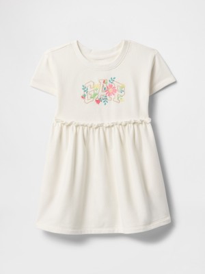 Kız Bebek Kırık Beyaz Gap Logo Vintagesoft Havlu Kumaş Elbise