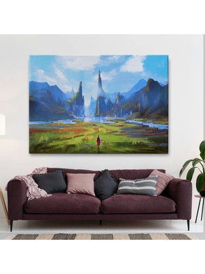 Marsilyan- Doğada Yürüyen Kadın Manzarası Kanvas TABLO-5081