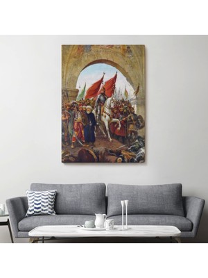 Marsilyan- Fausto Zonaro Fatih Sultan Mehmet Istanbul'a Girerken Kanvas TABLO-5298