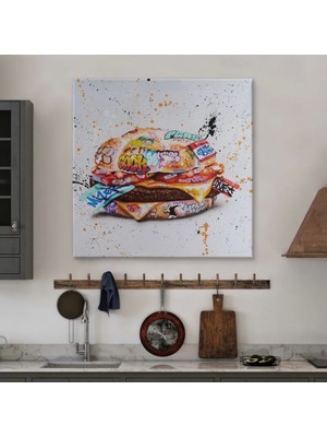 Marsilyan- Hamburger Graffiti Kanvas Tablo, Banksy Sokak Graffiti TABLO-5344