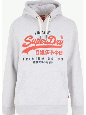 Superdry Kapüşon Yaka Gri Erkek Sweatshırt M2013687A5WB_DUO Vıntage Logo Hoodı