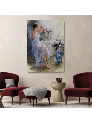 Marsilyan- Beyaz Elbiseli Güzel Kız Duvar TABLOSU-6013