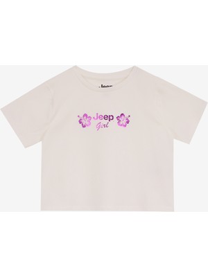 Ekru Kız Çocuk Baskılı T-Shirt J5SG-TST7500