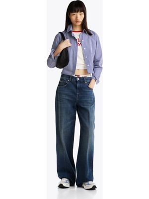 Tommy Jeans Normal Gömlek Yaka Mavi Kadın Gömlek DW0DW193540A7