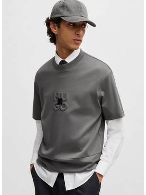Hugo Bisiklet Yaka Düz Gri Erkek T-Shirt 50535499_DEBOSTAC 10261766 01