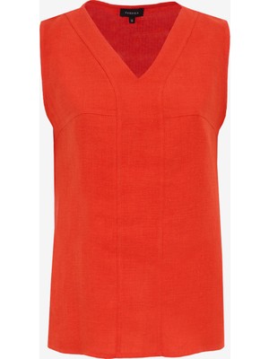 Fabrika Comfort V Yaka Düz Nar Çiçeği Kadın Bluz FC5SL-BLZ0139