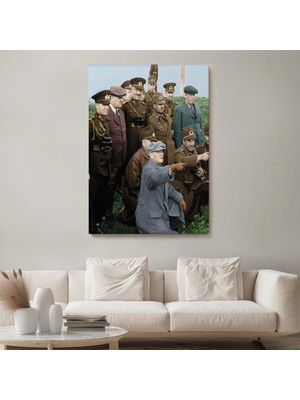 Marsilyan- Atatürk Silah Arkadaşları Ile Cephede Dekoratif Duvar TABLOSU-6211