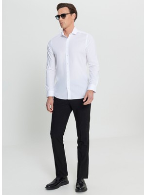 Altınyıldız Classics Slim Fit Düğmeli Yaka Beyaz Erkek Gömlek ACE020252040_BYZ