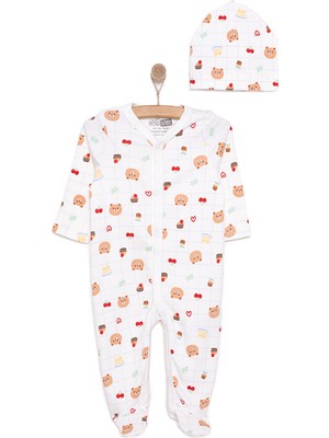 Hellobaby Yenidoğan Hayvanlar Baskılı Kız Tulum-Şapka Kız Bebek