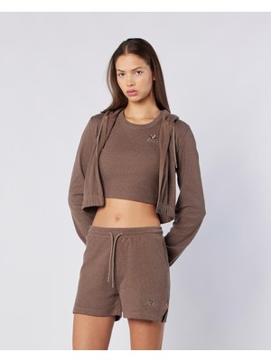 Kappa Kadın Eşofman Üstü Kahverengi Regular Fit Fermuarlı %48 Pamuk %47 Polyester Sezon SS2025