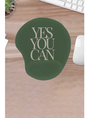 Karmat Yeşil, Yes You Can, Bilek Destekli, Konforlu Mouse Pad, Bilgisayar Aksesuarı, Bilgisayar Faresi Aksesuarı